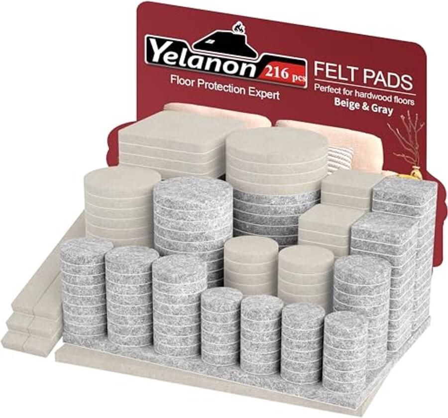 Felt Meubel Pads 216 Stuks Zelfklevend Vilt Anti-Kras Beschermers voor Vloeren