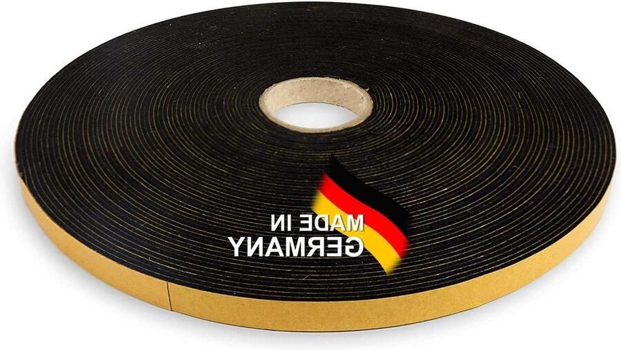Zelfklevende vilttape 10mm breed 15mm dik 20m lang zwart Made in Germany
