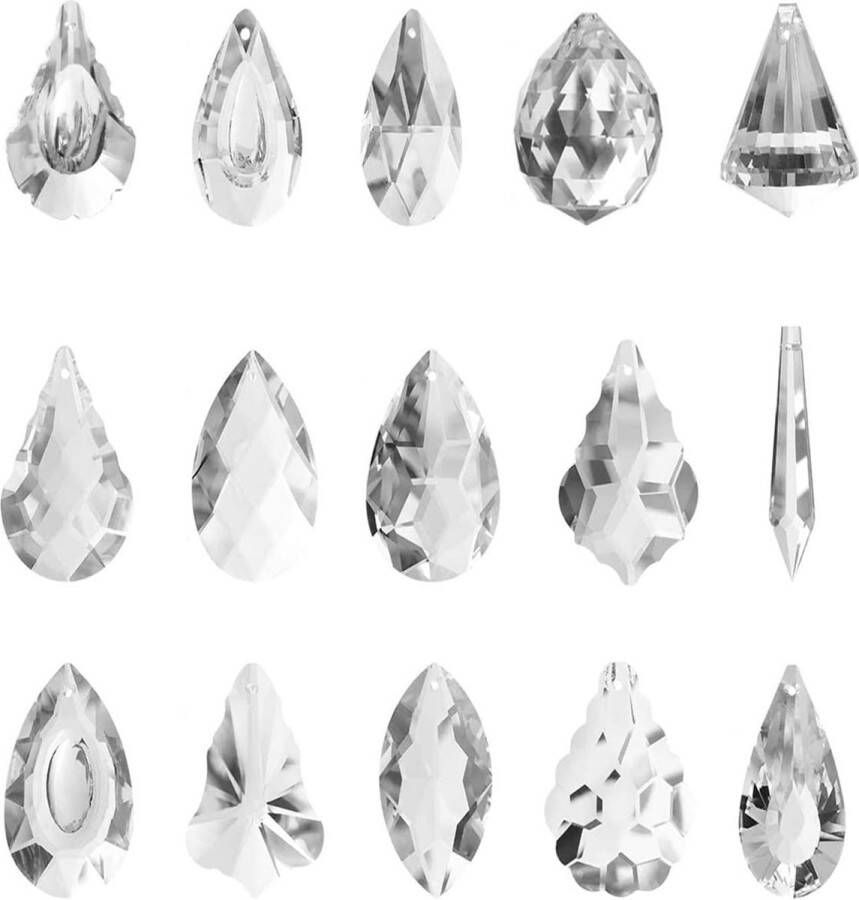 Feng Shui Kristallen zonnevangers 15 stuks heldere kristallen kroonluchter kristalglas prisma-hanger lampen kristallen als decoratie