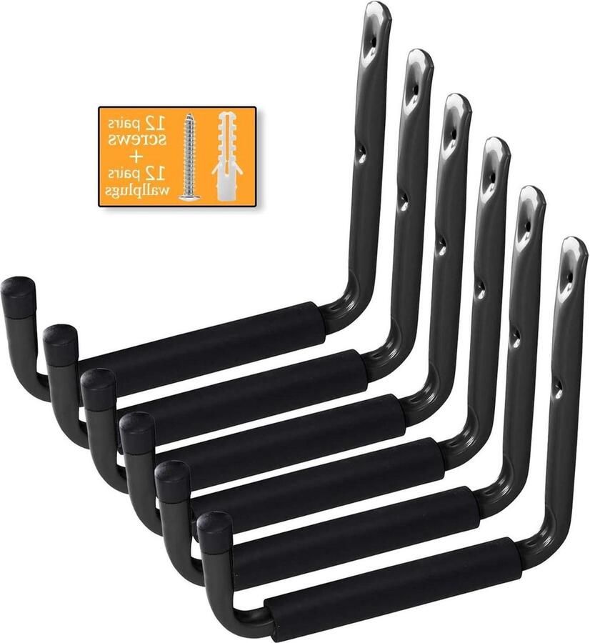 Fiets wandhaken robuuste garageopslag jumbo-arm 6 stuks garagehangers en organizer stoelslang breedte 30 cm