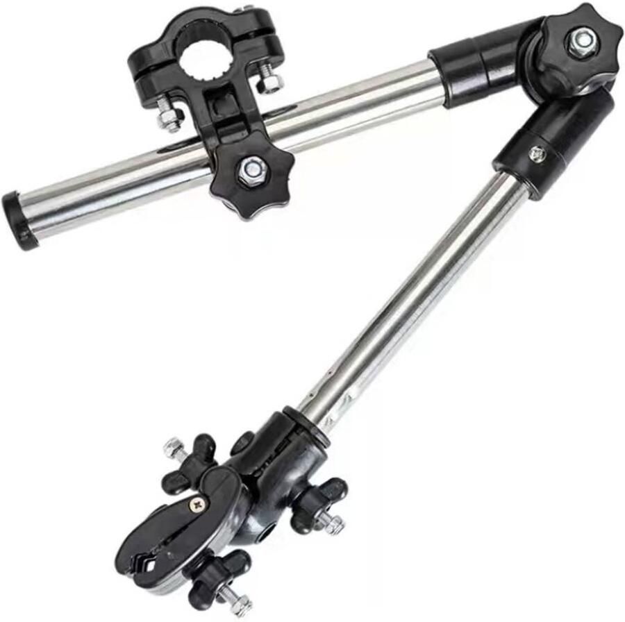 Fietsparapluhouder Parapluhouder Verstelbare Opvouwbare Paraplustandaard voor Rolstoel Fiets kinderwagen metaal zilver zwart 47cm