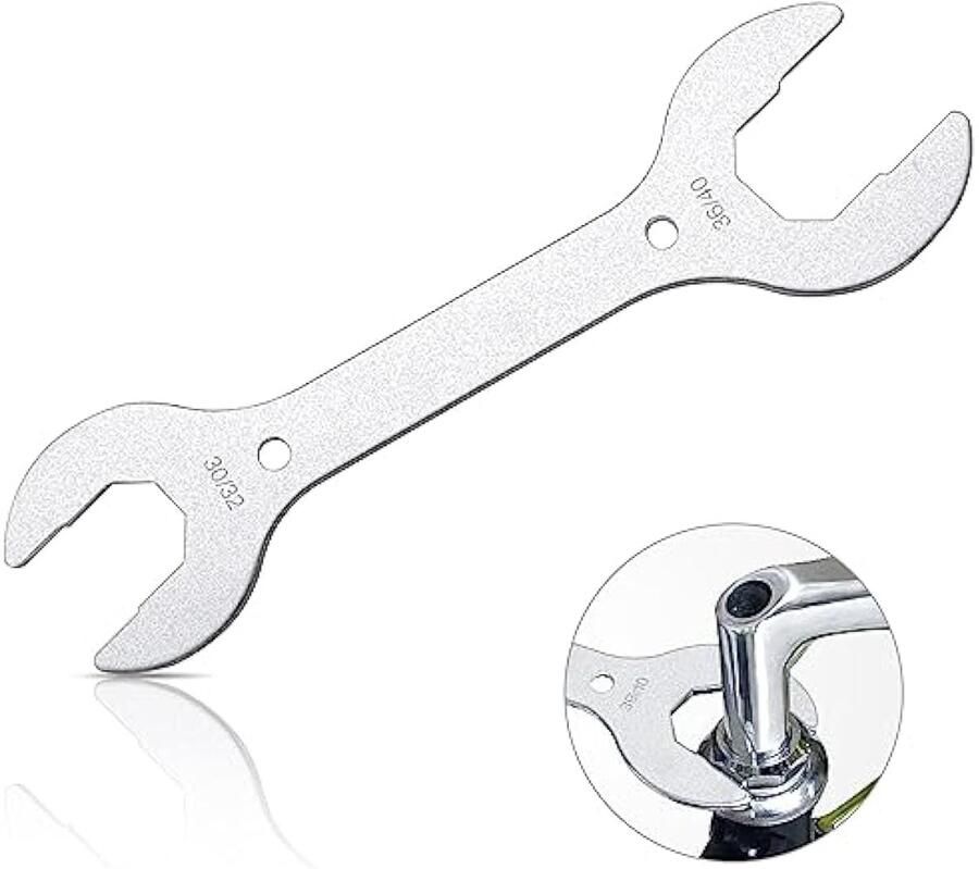 Fietssleutel helm stuurset voor fiets kegelsleutels 30 32 36 40 mm platte sleutels met dubbel uiteinde 4-in-1 sleutel voor fietshelm voor voorvork zilver