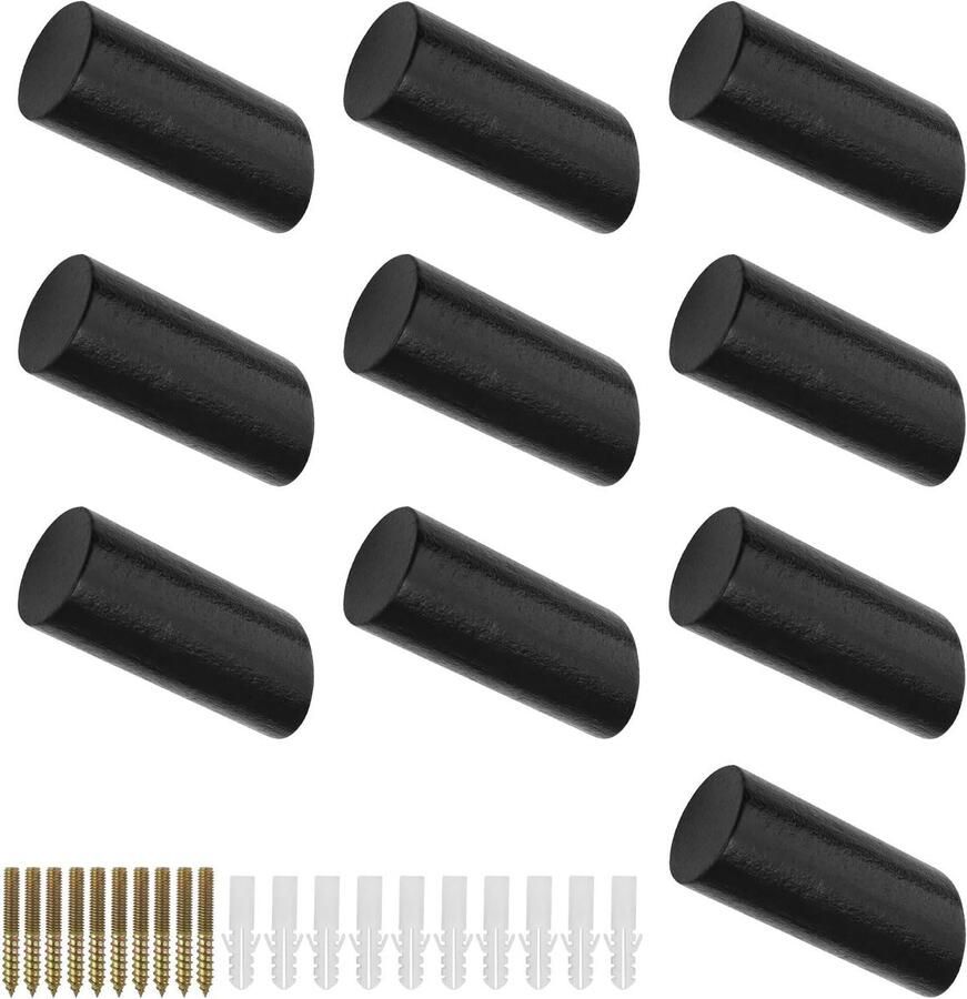 FINELYCR 10-pack zwarte kapstokhaken 50 mm haken voor akoestische panelen moderne en ruimtebesparende kapstokhaken max. belasting 10 kg voor het ophangen van hoeden rugzakken sjaals en kleding