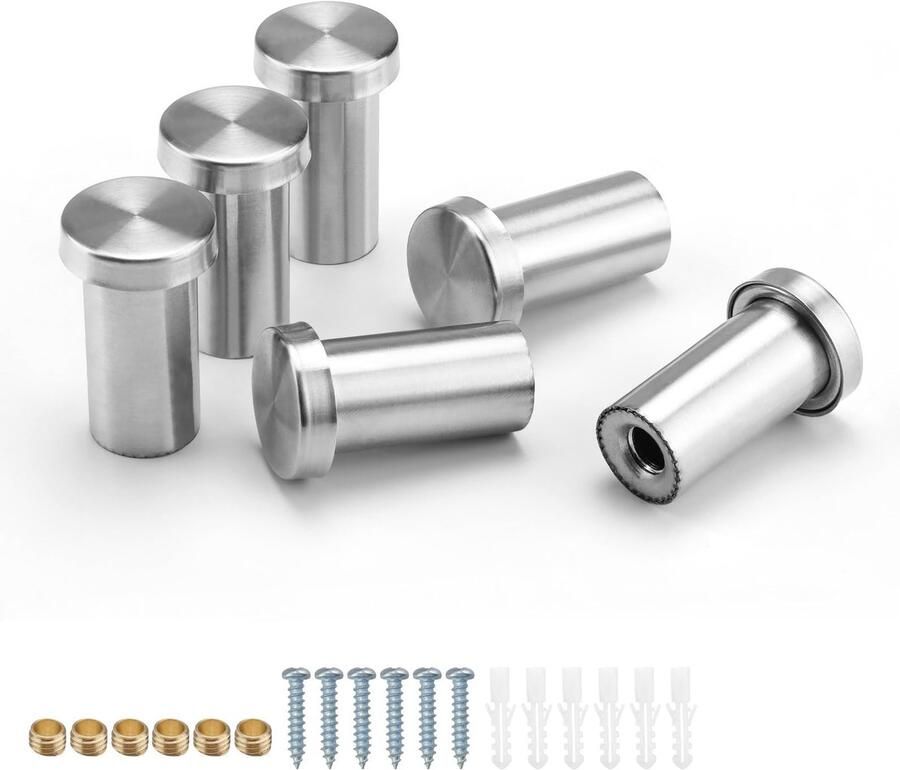 FINELYCR Kapstokhaken RVS 6-pack Kapstokhaken Zilver Handdoekhaken om in te boren Kapstokhaken RVS met montagetoebehoren voor slaapkamer badkamer en woonkamer