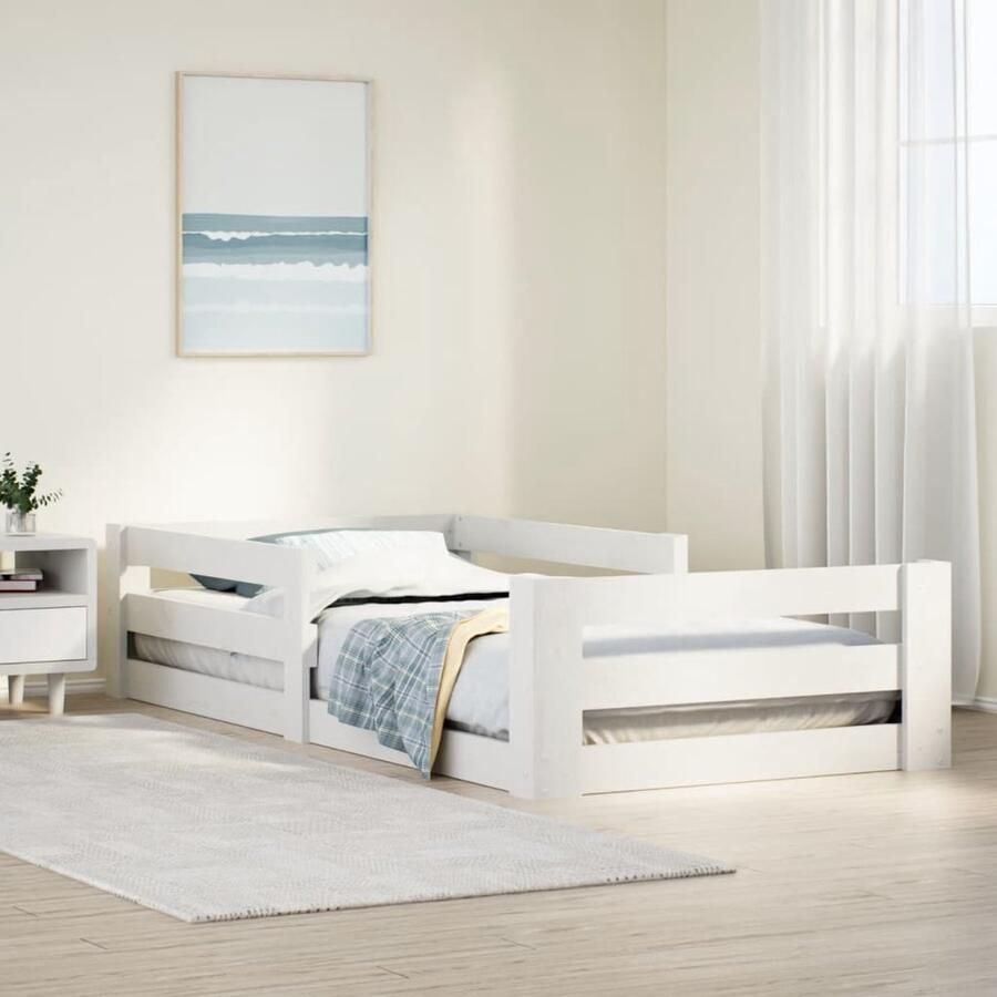 FIONERA Bedframe zonder matras massief grenenhout wit 70x140 cm