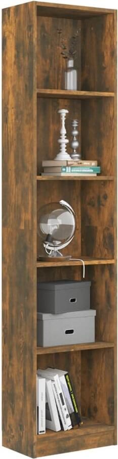 FIONERA Boekenkast 40x24x175 cm bewerkt hout gerookt eikenkleurig