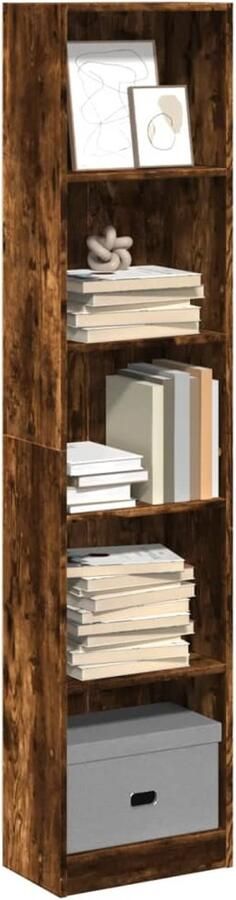 FIONERA Boekenkast 40x24x176 cm bewerkt hout gerookt eikenkleurig