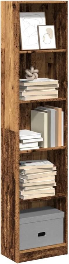 FIONERA Boekenkast 40x24x176 cm bewerkt hout oud houtkleurig