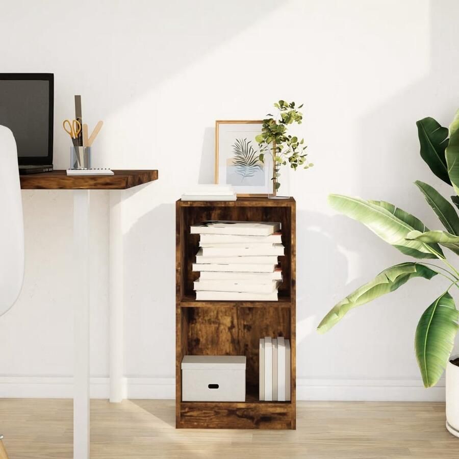 FIONERA Boekenkast 40x24x76 cm bewerkt hout gerookt eikenkleurig