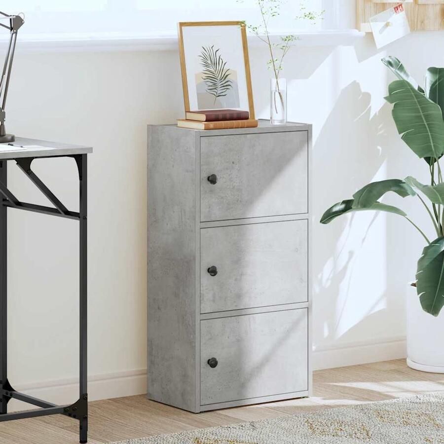 FIONERA Boekenkast 40x24x77 cm bewerkt hout betongrijs