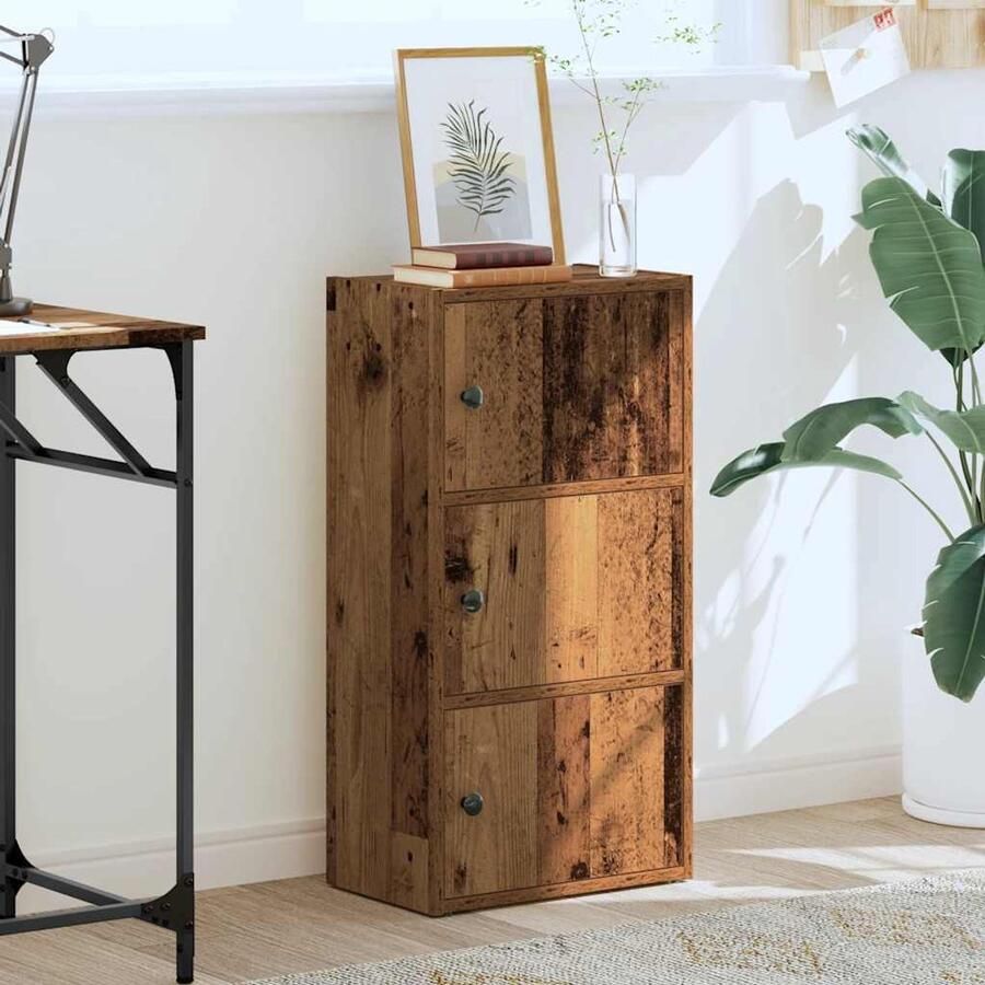 FIONERA Boekenkast 40x24x77 cm bewerkt hout oud houtkleurig