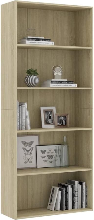 FIONERA Boekenkast 5 schappen 80x30x189 cm bewerkt hout sonoma eiken