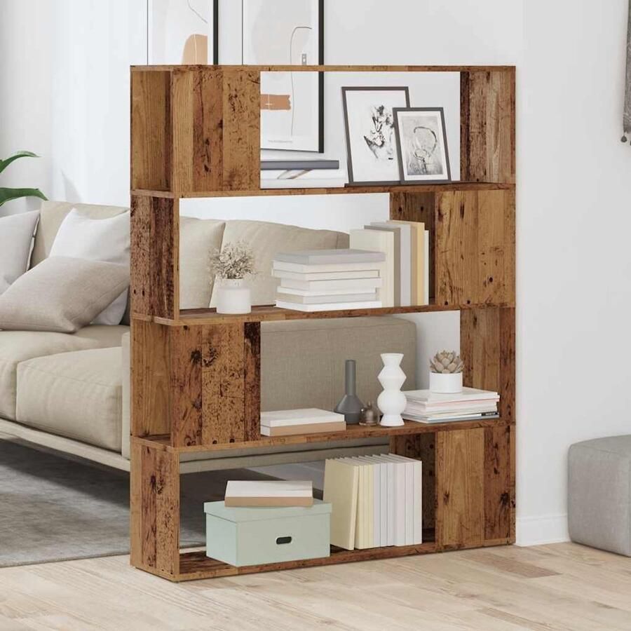 FIONERA Boekenkast kamerscherm 100x24x124 5 cm oud houtkleurig