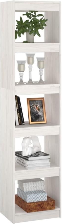 FIONERA Boekenkast kamerscherm 40x30x167 5 cm massief grenenhout wit