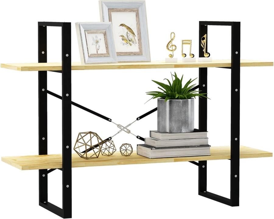 FIONERA Boekenkast met 2 schappen 100x30x70 cm massief grenenhout