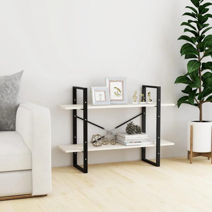 FIONERA Boekenkast met 2 schappen 100x30x70 cm massief grenenhout wit