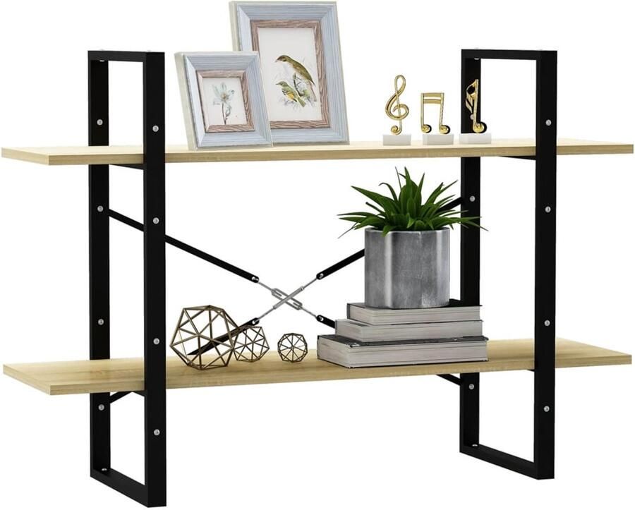 FIONERA Boekenkast met 2 schappen 100x30x70 cm spaanplaat sonoma eiken