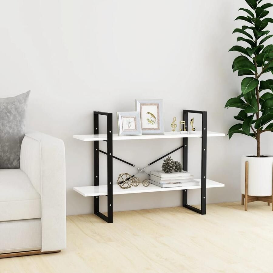 FIONERA Boekenkast met 2 schappen 100x30x70 cm spaanplaat wit