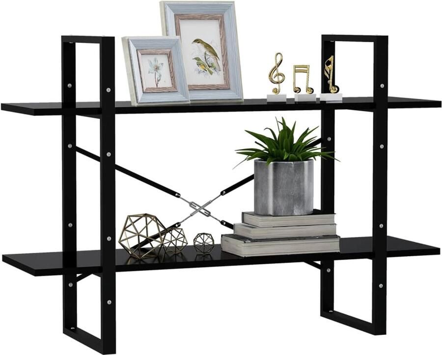 FIONERA Boekenkast met 2 schappen 100x30x70 cm spaanplaat zwart