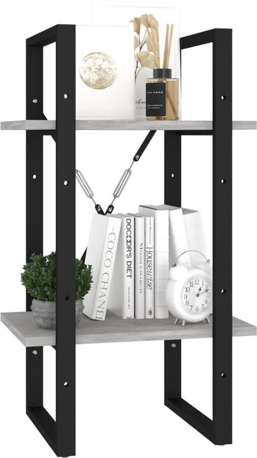 FIONERA Boekenkast met 2 schappen 40x30x70 cm bewerkt hout betongrijs