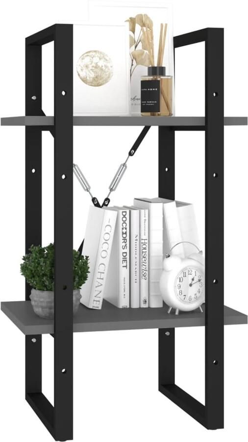 FIONERA Boekenkast met 2 schappen 40x30x70 cm bewerkt hout grijs