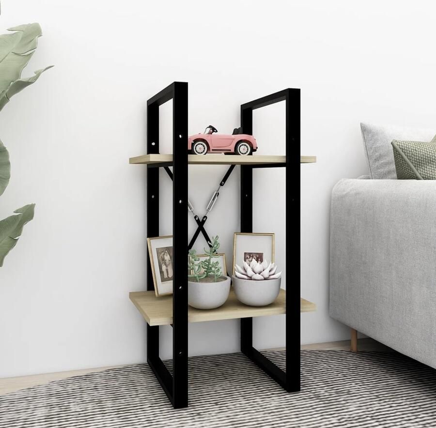 FIONERA Boekenkast met 2 schappen 40x30x70 cm bewerkt hout sonoma eiken