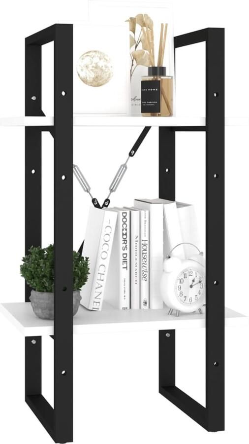 FIONERA Boekenkast met 2 schappen 40x30x70 cm bewerkt hout wit