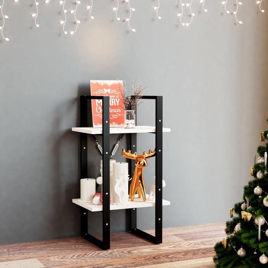 FIONERA Boekenkast met 2 schappen 40x30x70 cm massief grenenhout wit