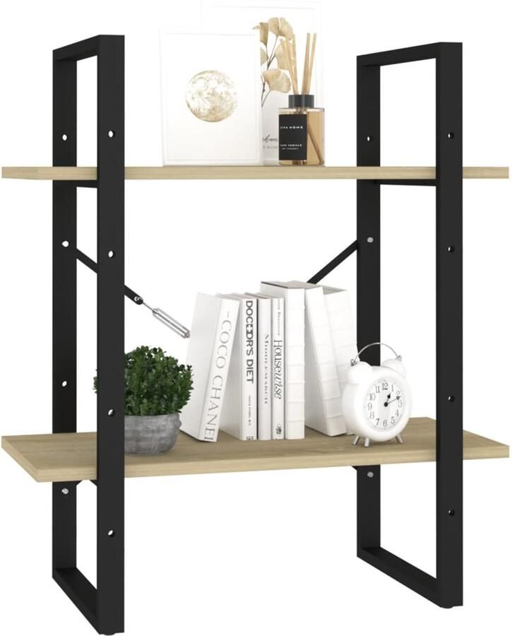 FIONERA Boekenkast met 2 schappen 60x30x70 cm bewerkt hout sonoma eiken