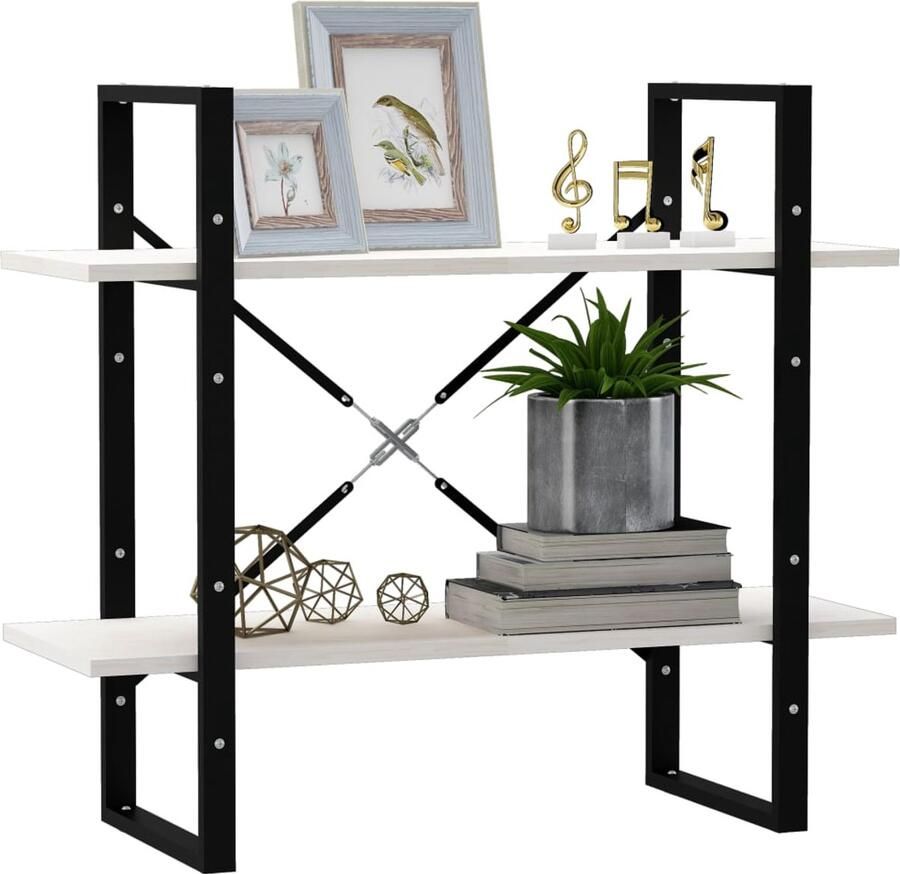 FIONERA Boekenkast met 2 schappen 80x30x70 cm massief grenenhout wit