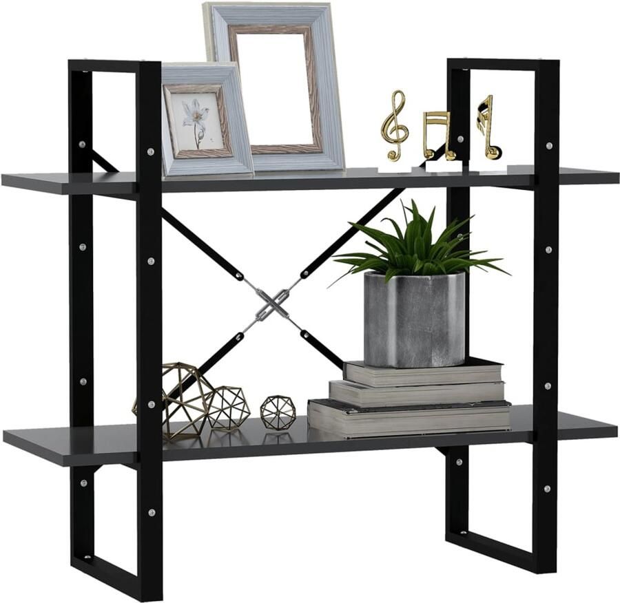 FIONERA Boekenkast met 2 schappen 80x30x70 cm spaanplaat grijs