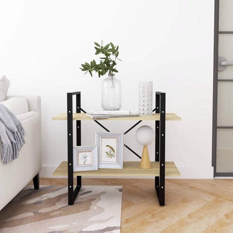 FIONERA Boekenkast met 2 schappen 80x30x70 cm spaanplaat sonoma eiken