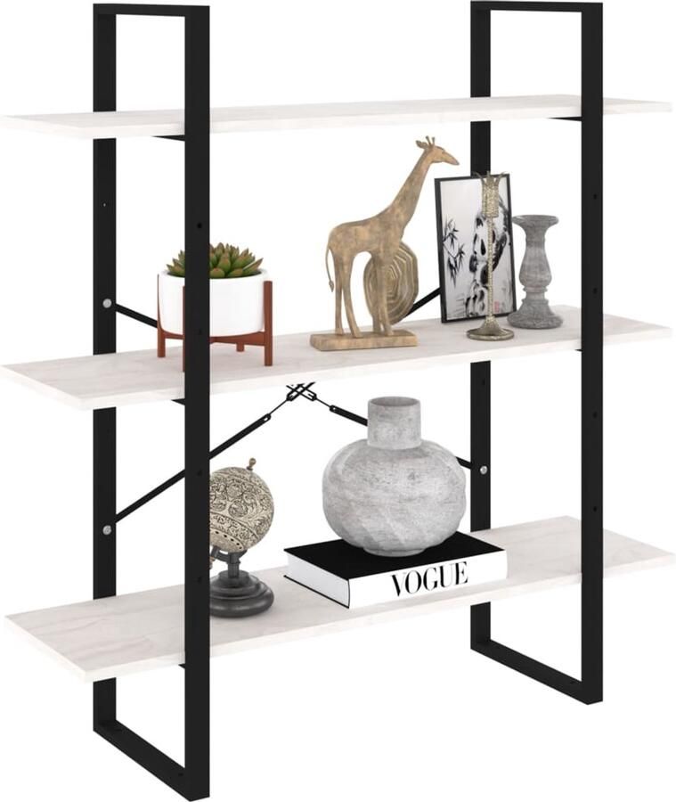 FIONERA Boekenkast met 3 schappen 100x30x105 cm massief grenenhout wit