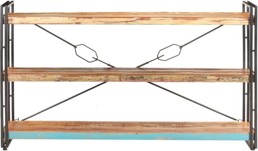 FIONERA Boekenkast met 3 schappen 140x30x80 cm massief gerecycled hout