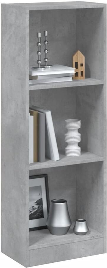 FIONERA Boekenkast met 3 schappen 40x24x109 cm bewerkt hout betongrijs
