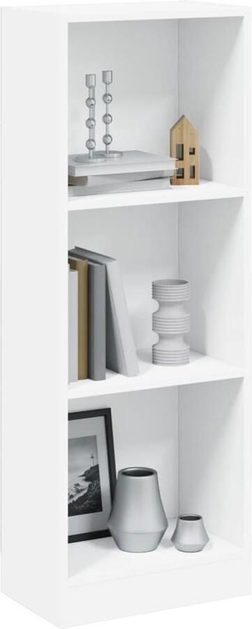 FIONERA Boekenkast met 3 schappen 40x24x109 cm bewerkt hout wit