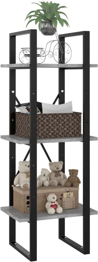 FIONERA Boekenkast met 3 schappen 40x30x105 cm bewerkt hout betongrijs