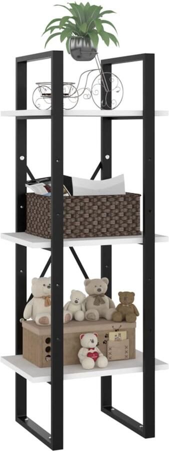 FIONERA Boekenkast met 3 schappen 40x30x105 cm bewerkt hout wit