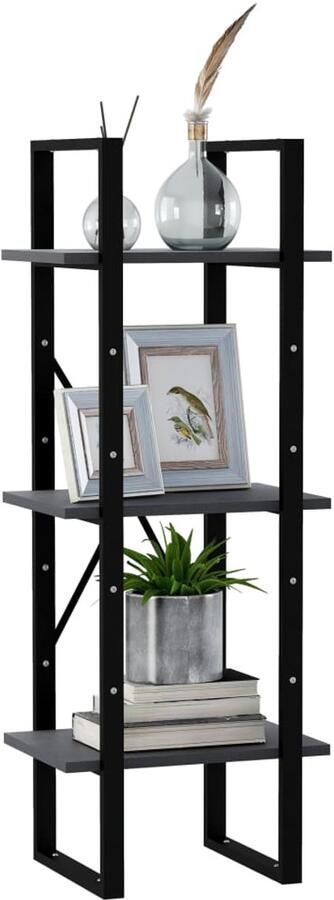 FIONERA Boekenkast met 3 schappen 40x30x105 cm massief grenenhout grijs