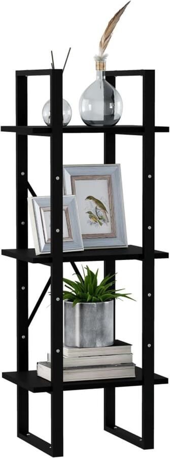 FIONERA Boekenkast met 3 schappen 40x30x105 cm massief grenenhout zwart