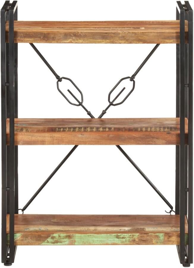 FIONERA Boekenkast met 3 schappen 60x30x80 cm massief gerecycled hout