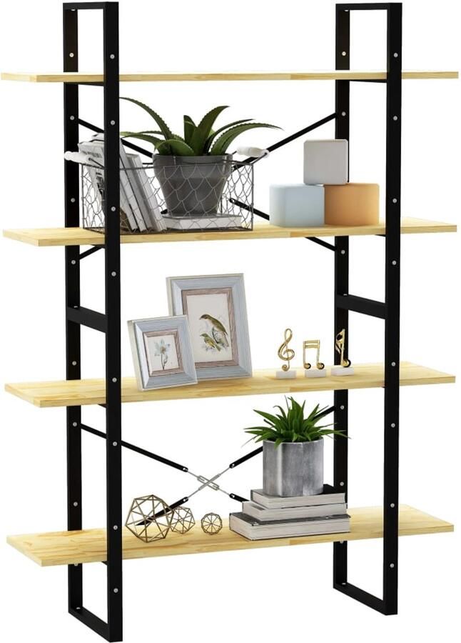 FIONERA Boekenkast met 4 schappen 100x30x140 cm massief grenenhout