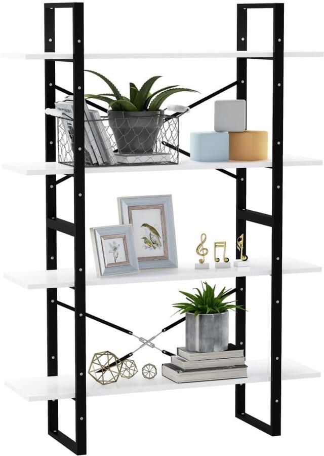 FIONERA Boekenkast met 4 schappen 100x30x140 cm spaanplaat wit