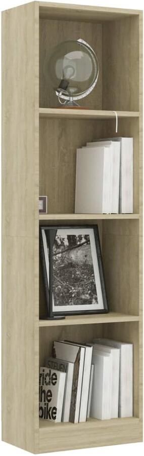 FIONERA Boekenkast met 4 schappen 40x24x142 cm bewerkt hout sonoma eik