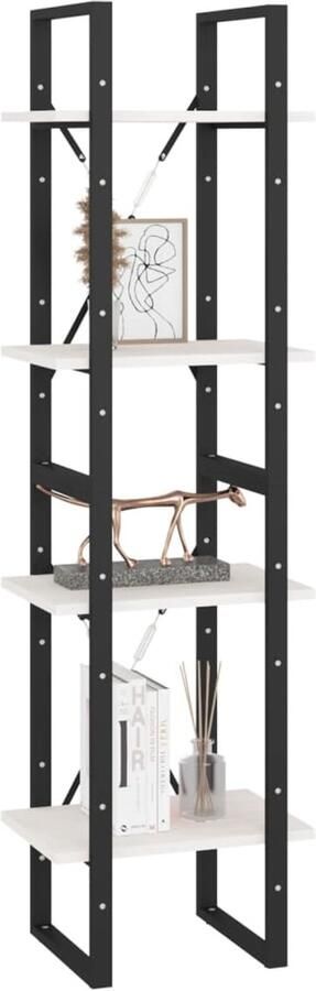 FIONERA Boekenkast met 4 schappen 40x30x140 cm massief grenenhout wit