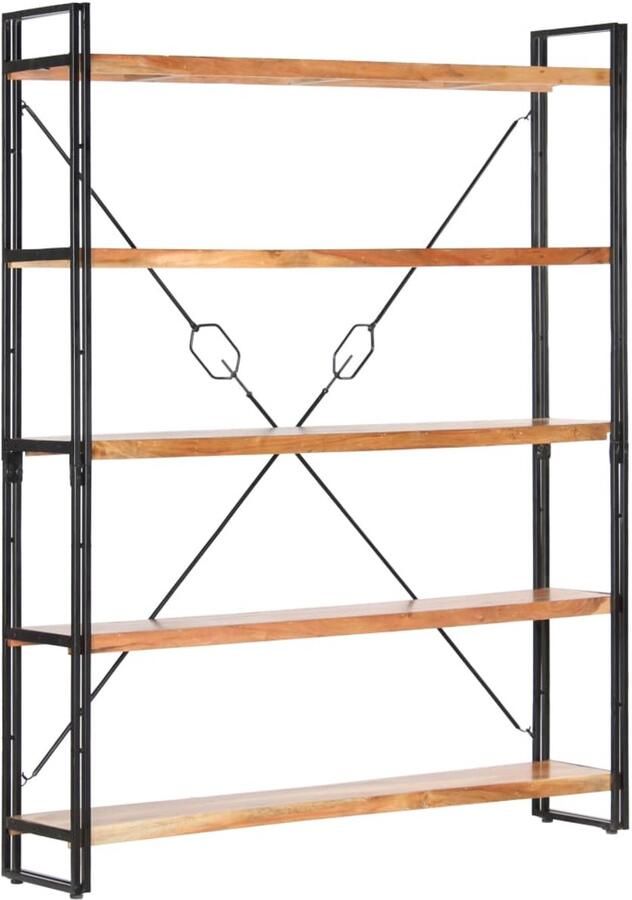 FIONERA Boekenkast met 5 schappen 140x30x180 cm massief acaciahout