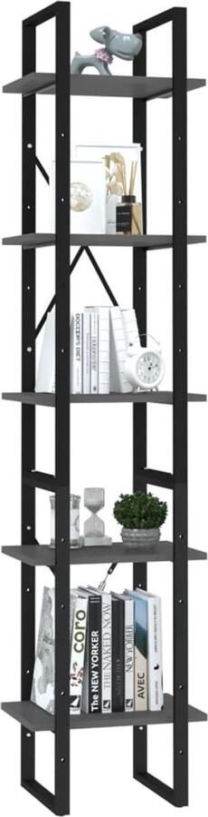 FIONERA Boekenkast met 5 schappen 40x30x175 cm bewerkt hout grijs