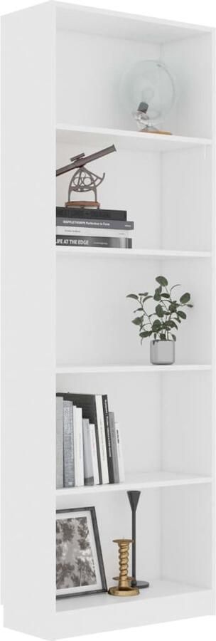 FIONERA Boekenkast met 5 schappen 60x24x175 cm bewerkt hout wit