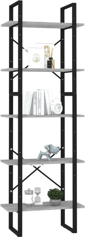 FIONERA Boekenkast met 5 schappen 60x30x175 cm bewerkt hout betongrijs