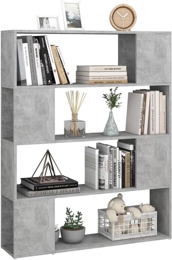 FIONERA Boekenkast kamerscherm 100x24x124 cm betongrijs